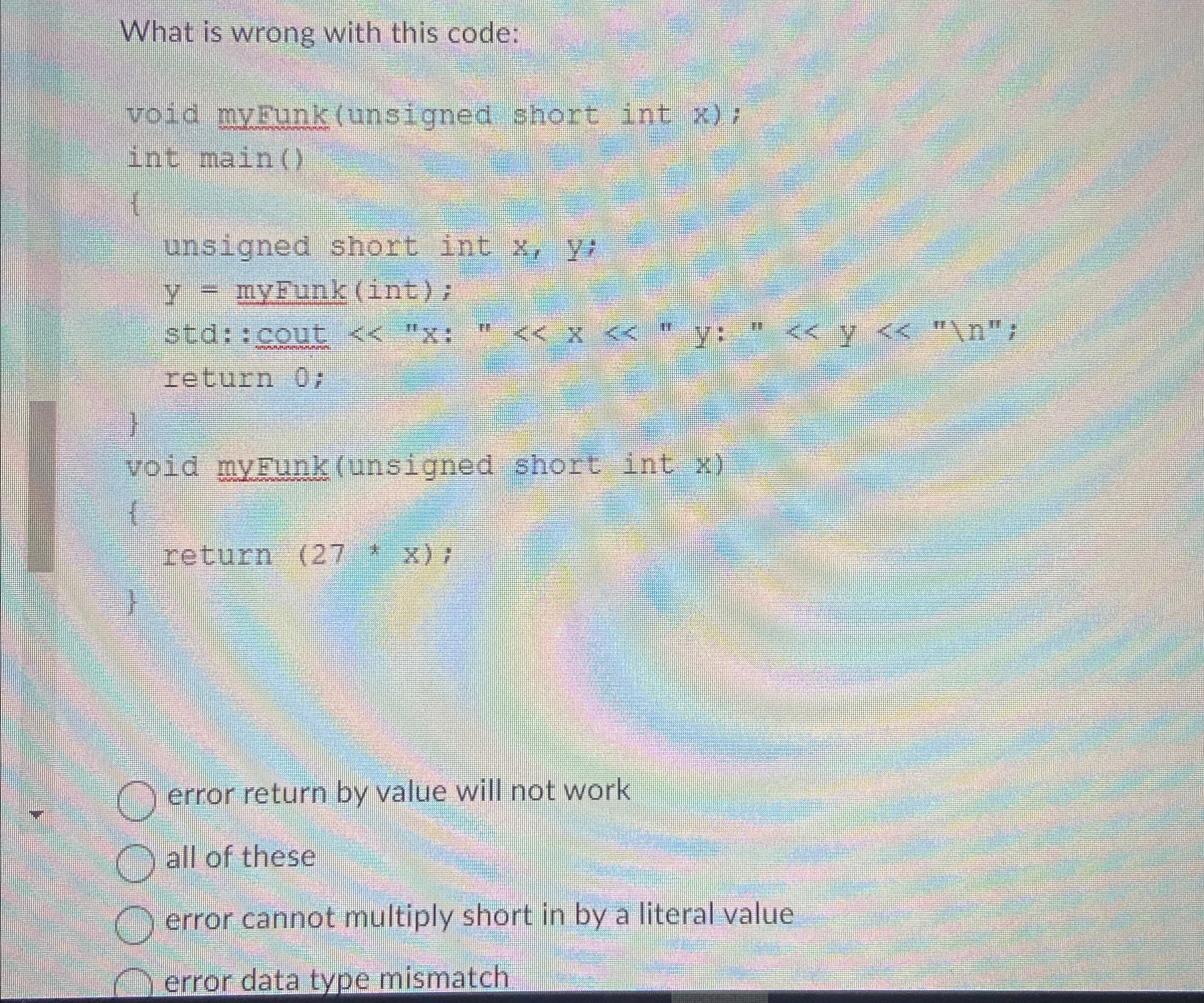 What is wrong with this code:error return by