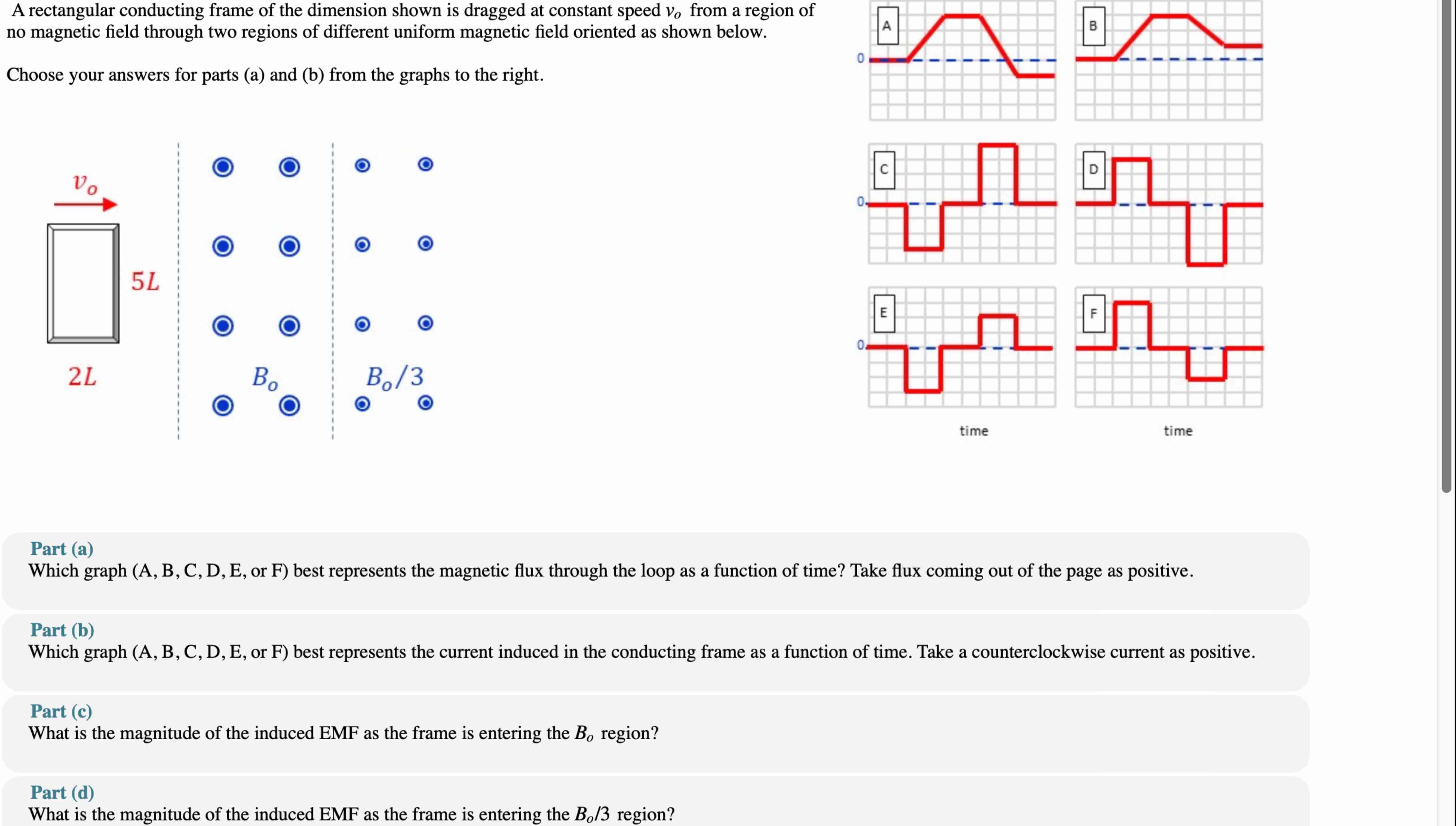 A rectangular conducting frame of the dimension