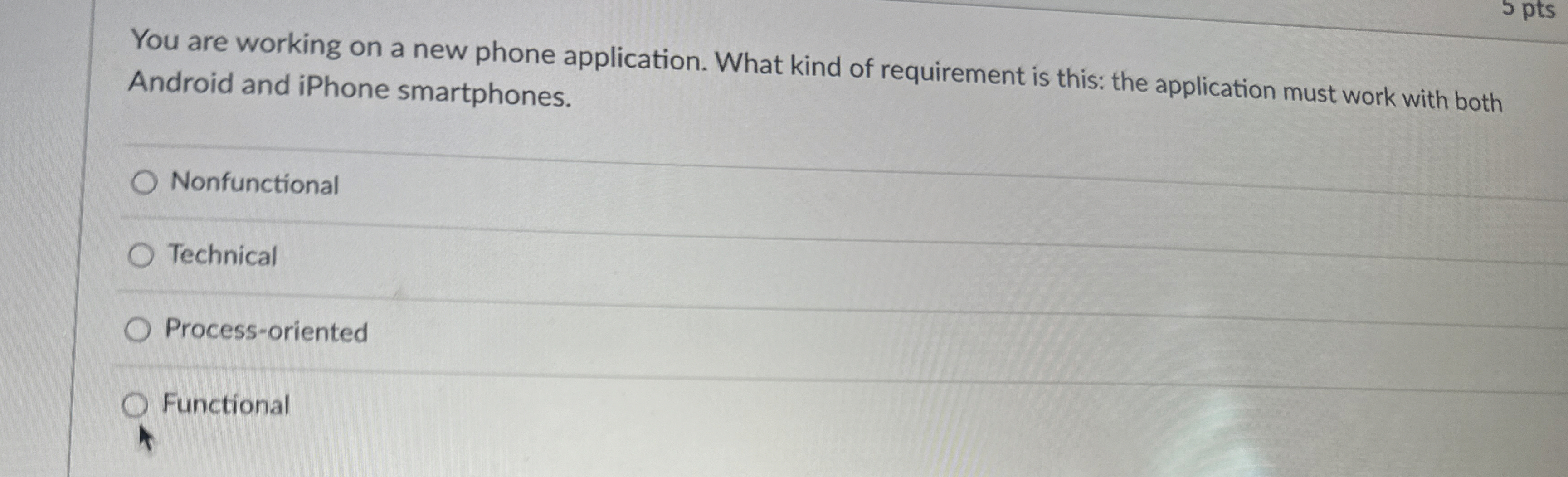 5 pts You are working on a new phone application.