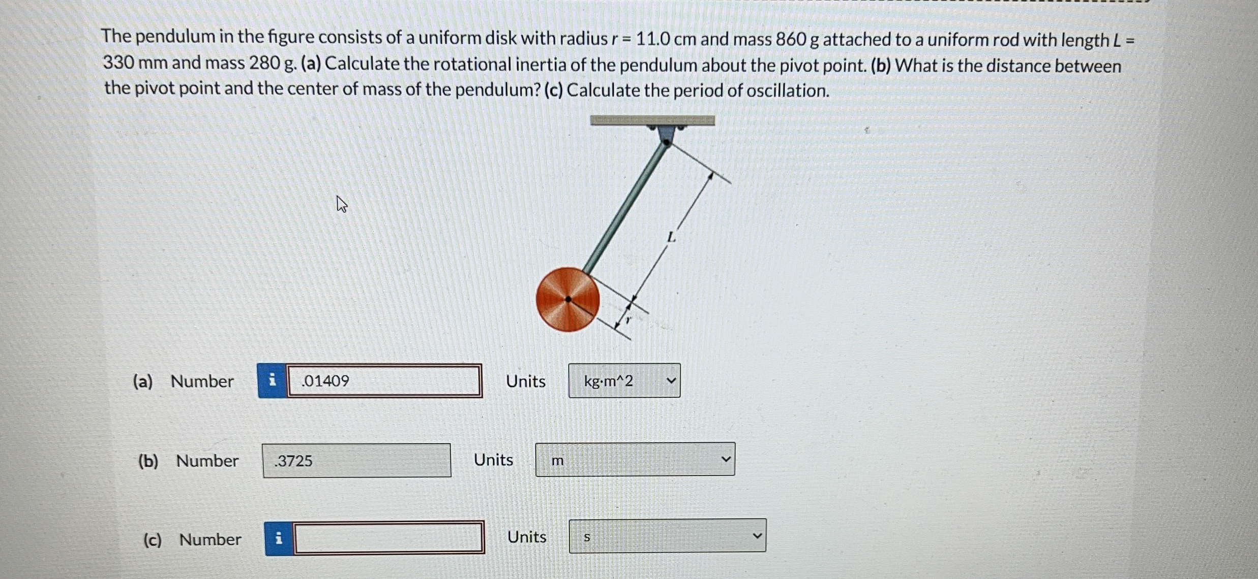 The pendulum in the figure consists of a uniform