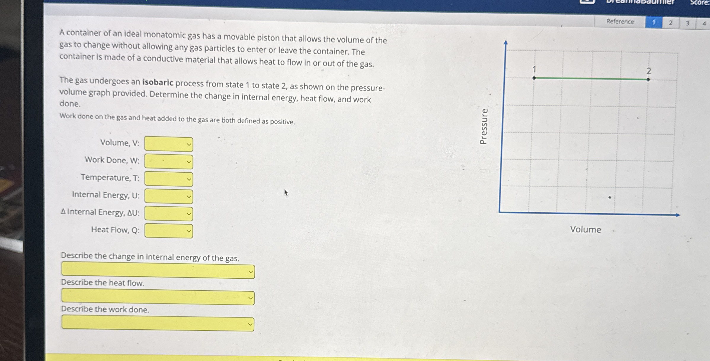 Reference 1 2 3 A container of an ideal monatomic