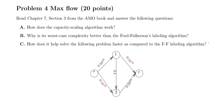 Problem 4 Max flow ( 2 0 points ) Read Chapter 7