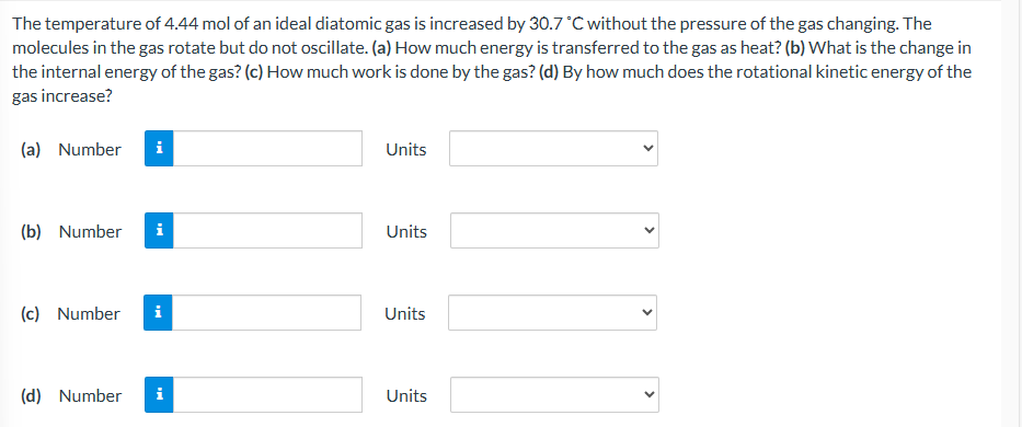 The temperature of 4 . 4 4 mol of an ideal