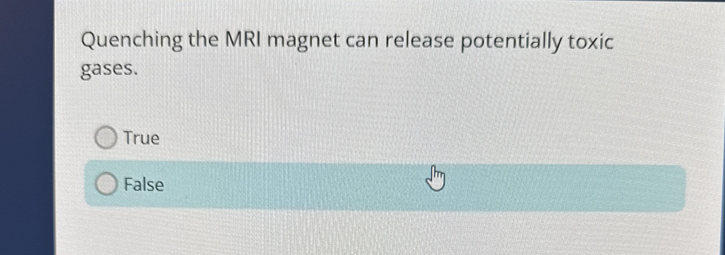 Quenching the MRI magnet can release potentially
