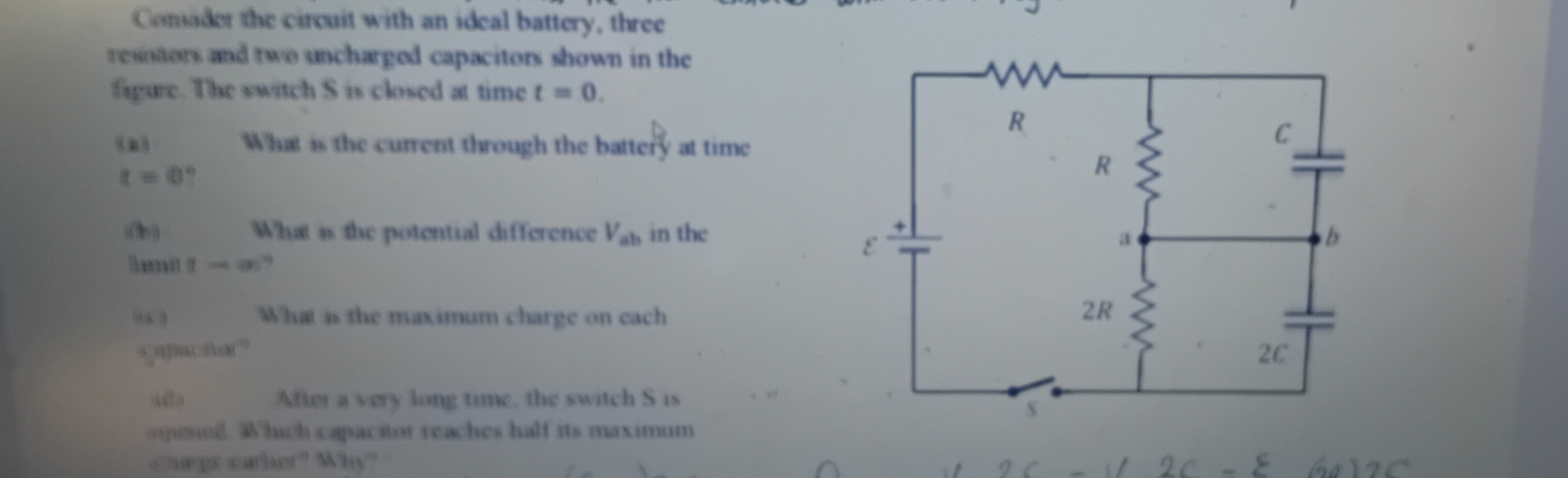 Comader the circuit with an ideal battery, three