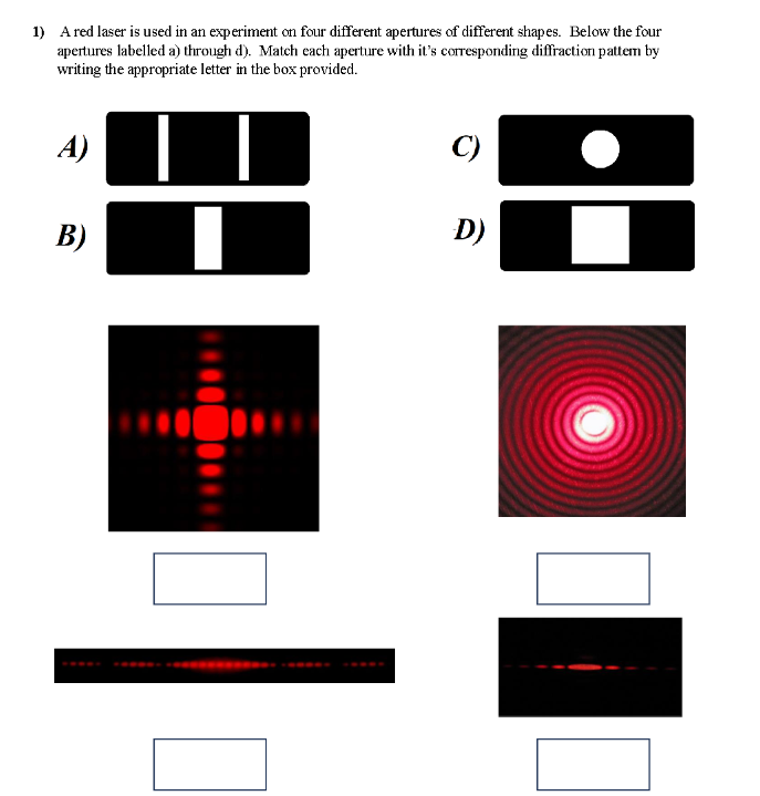 1 ) A red laser is used in an experiment on four