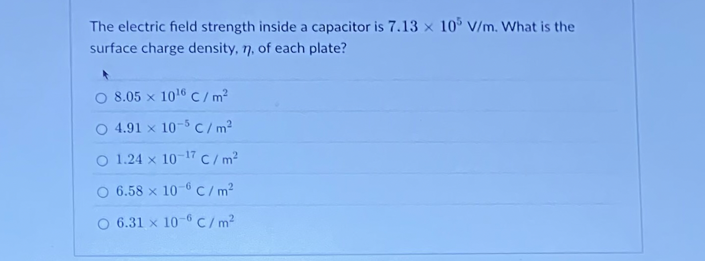 The electric field strength inside a capacitor is