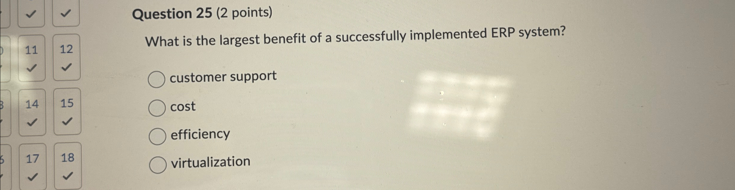 Question 2 5 ( 2 points ) What is the largest