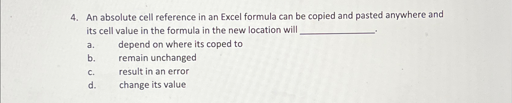 An absolute cell reference in an Excel formula