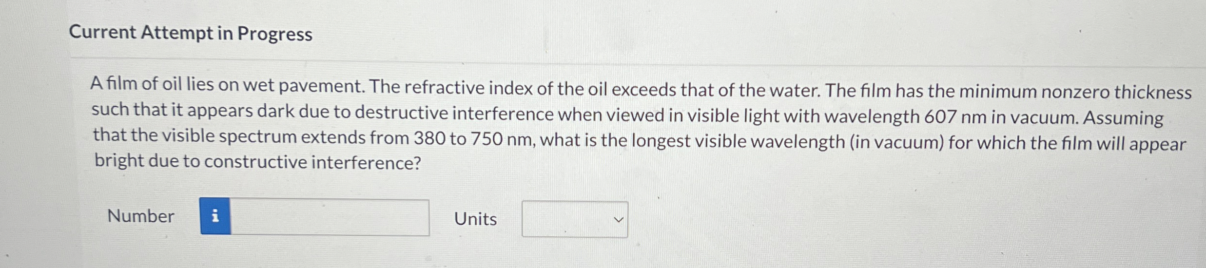 Current Attempt in Progress A film of oil lies on