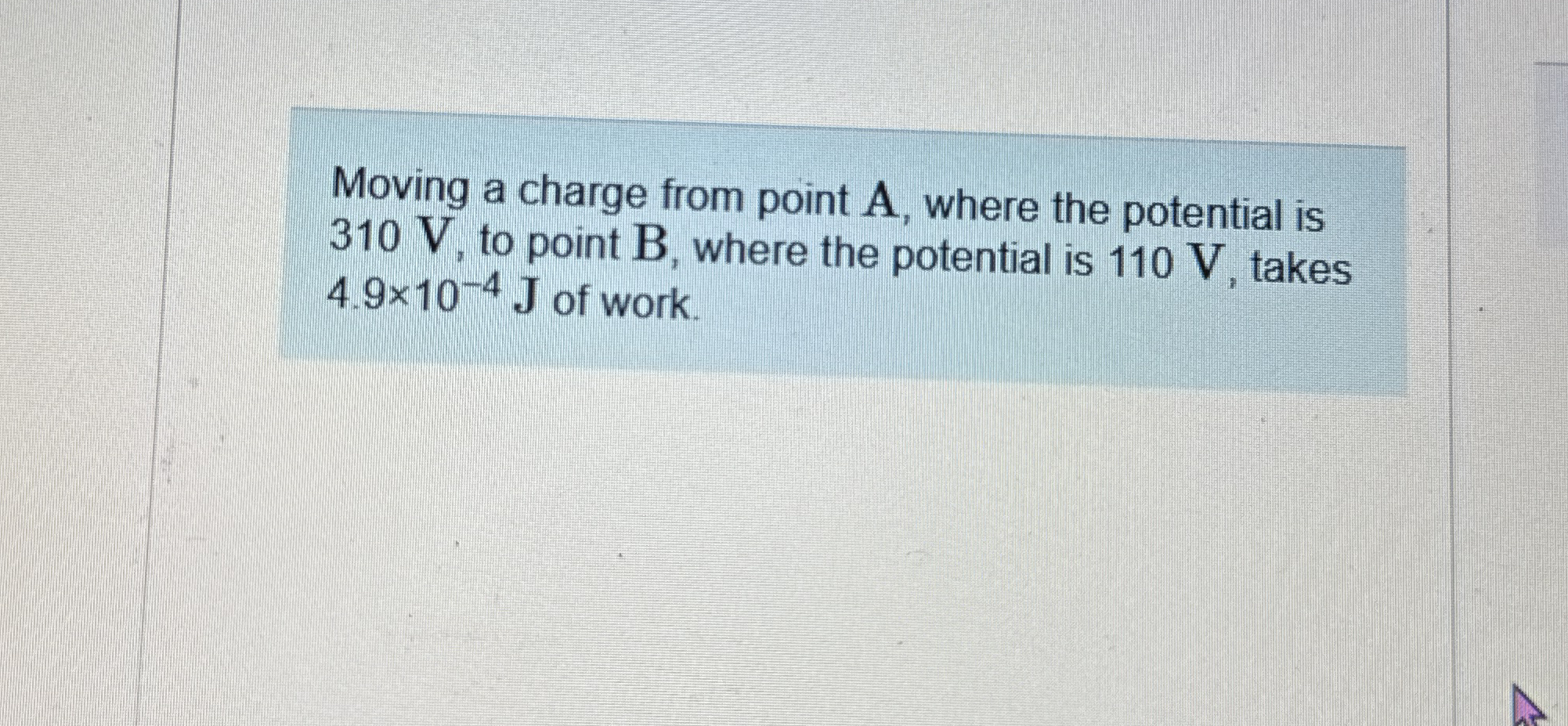 Moving a charge from point A , where the