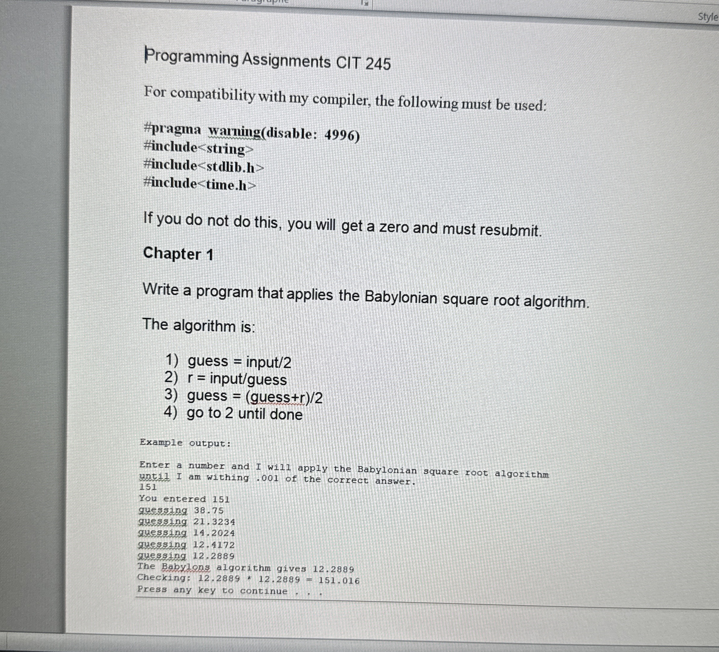 Programming Assignments CIT 2 4 5 For