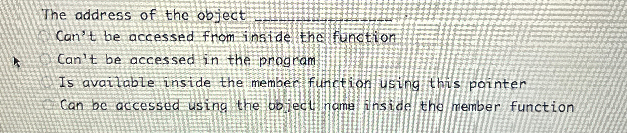 The address of the object q , Can't be accessed