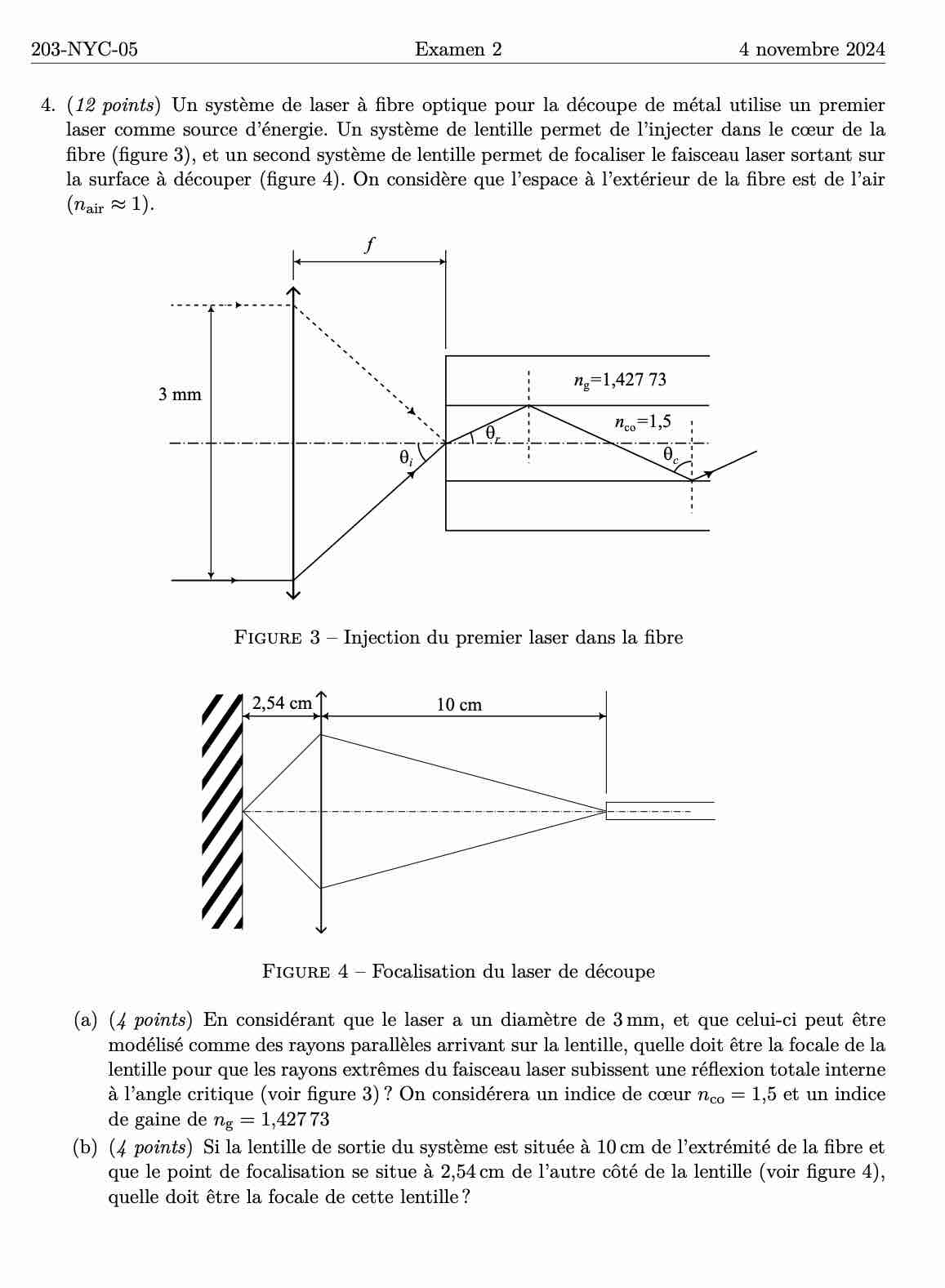 4 . ( 1 2 points ) Un syst me de laser fibre