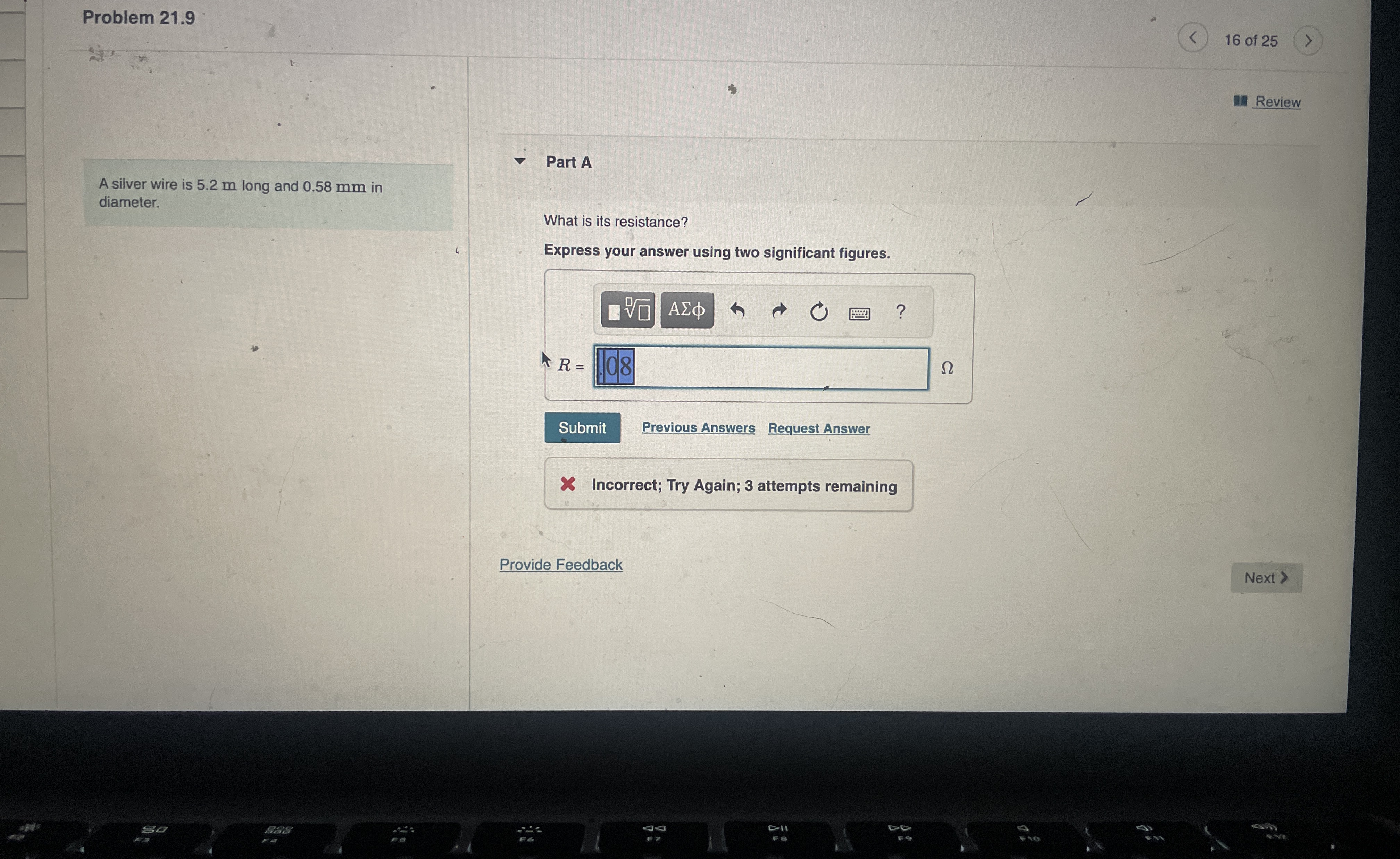 Problem 2 1 . 9 1 6 of 2 5 Review Part A A silver
