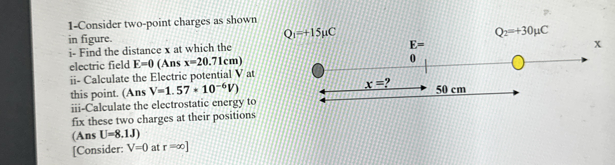 1 - Consider two - point charges as shown in