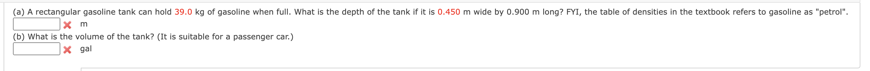 ( a ) A rectangular gasoline tank can hold 3 9 .