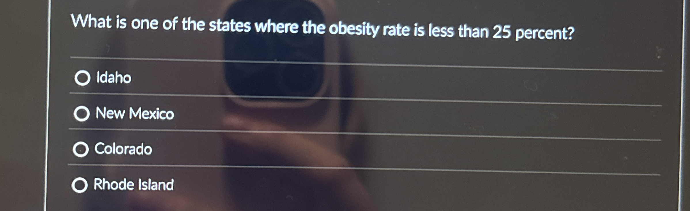 What is one of the states where the obesity rate