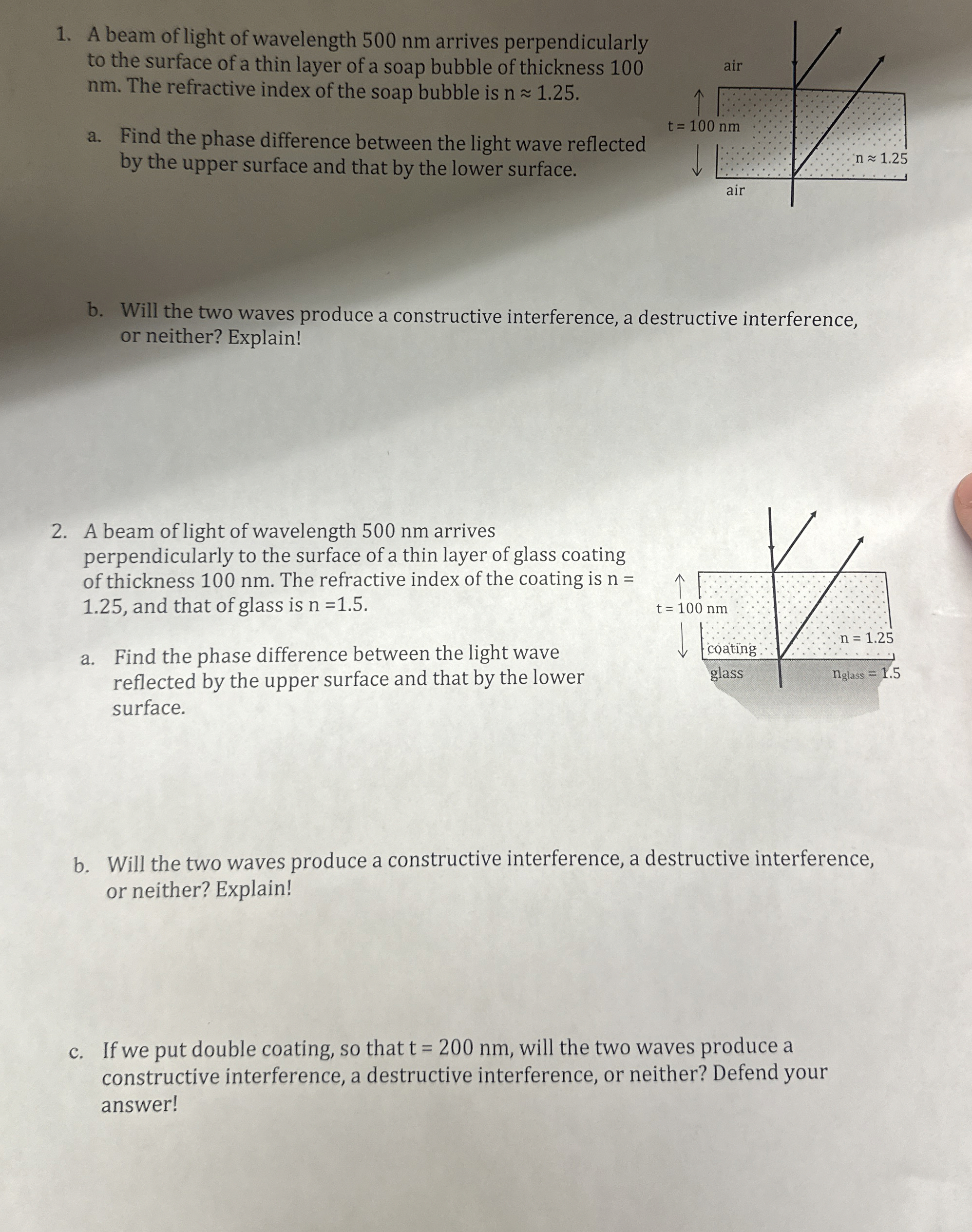 A beam of light of wavelength 5 0 0 nm arrives