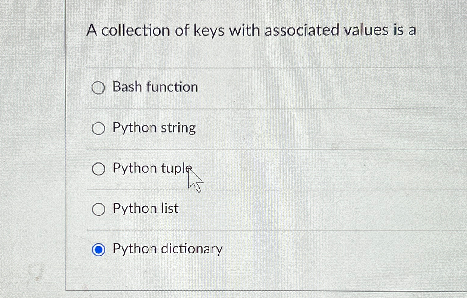 A collection of keys with associated values is a