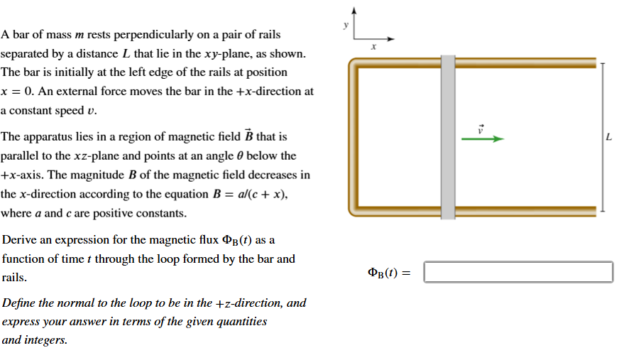 A bar of mass m rests perpendicular on a pair of