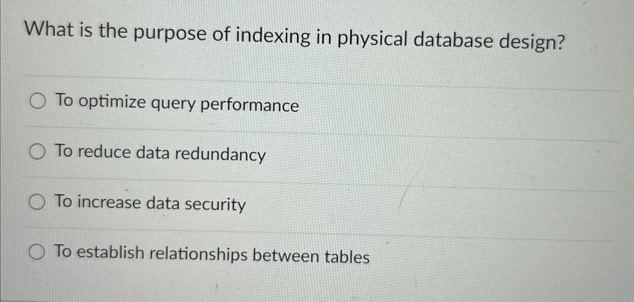 What is the purpose of indexing in physical