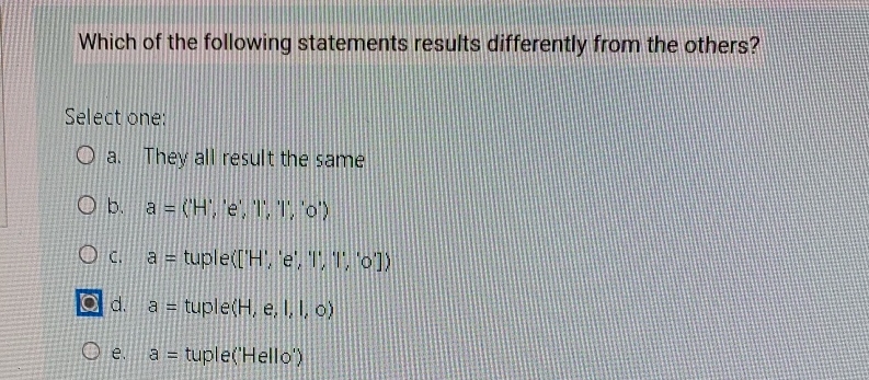 Which of the following statements results