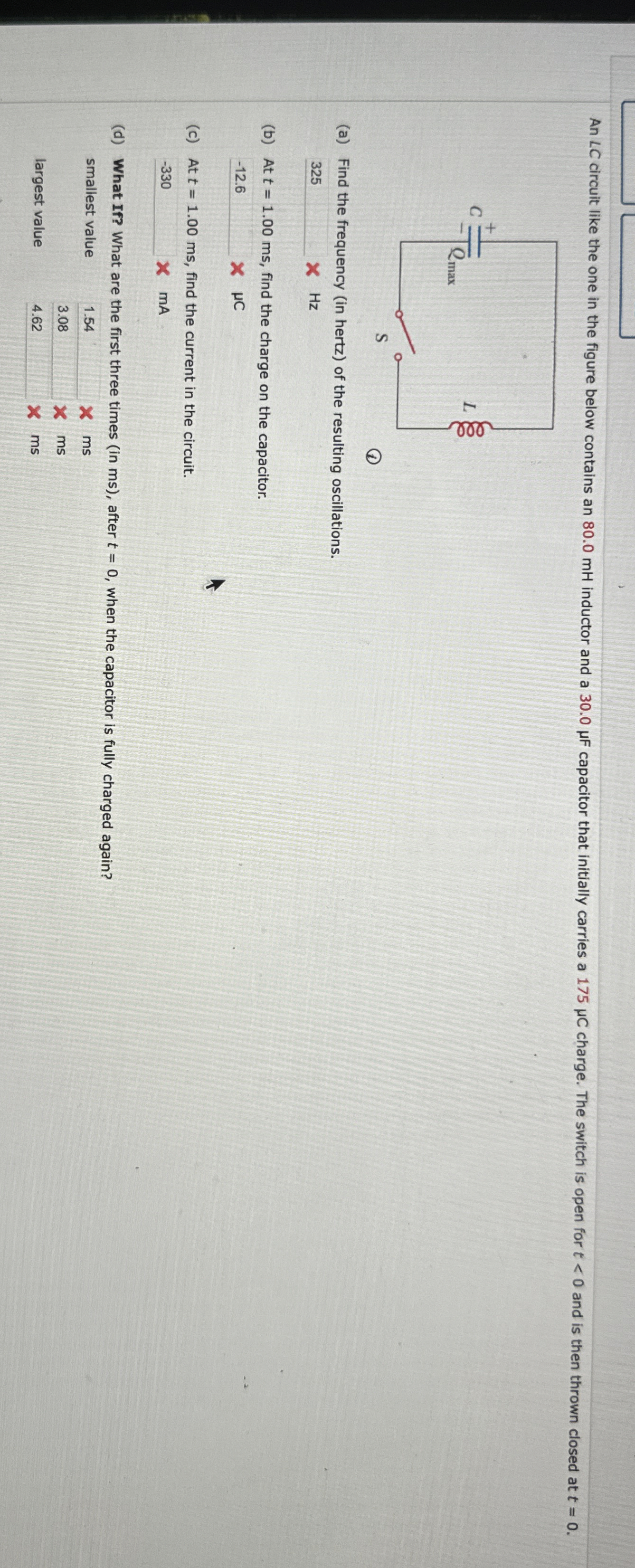 An L C circuit like the one in the figure below