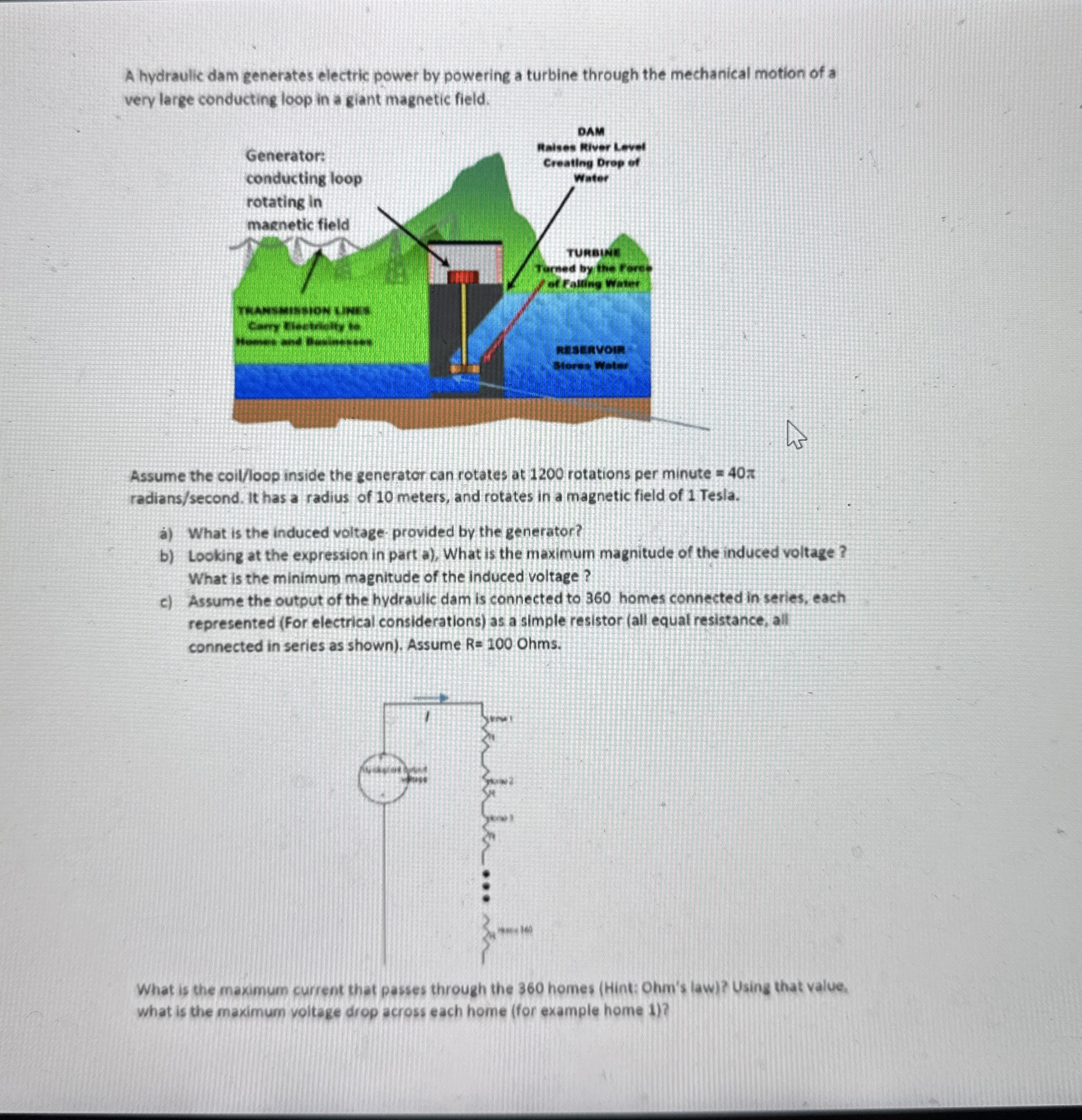 A hydraulic dam generates electric power by