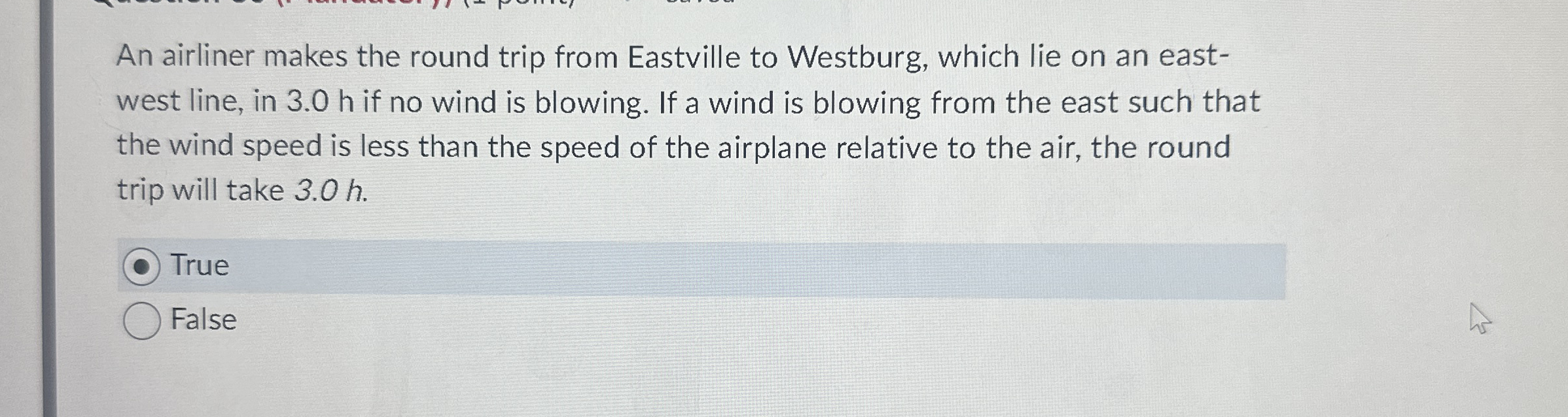 An airliner makes the round trip from Eastville