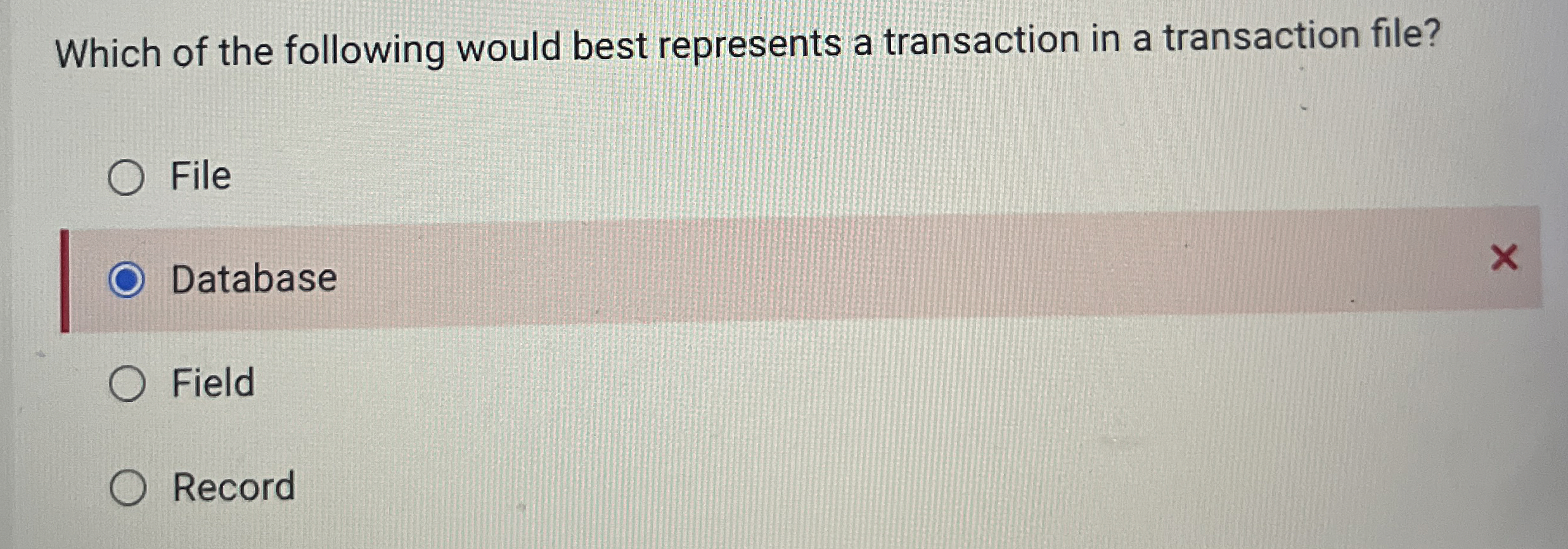Which of the following would best represents a