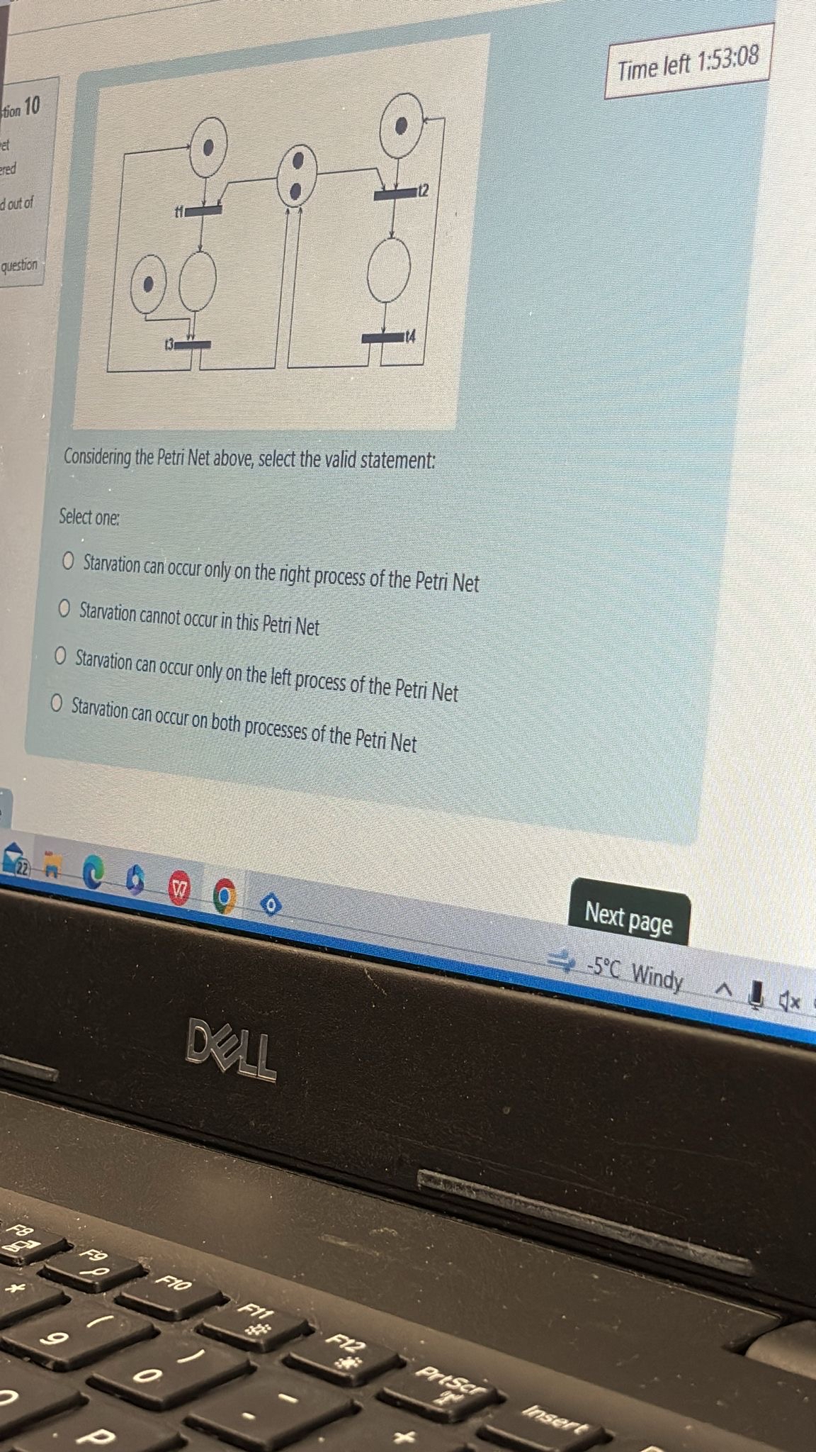 Time left 1 : 5 3 : 0 8 Considering the Petri Net
