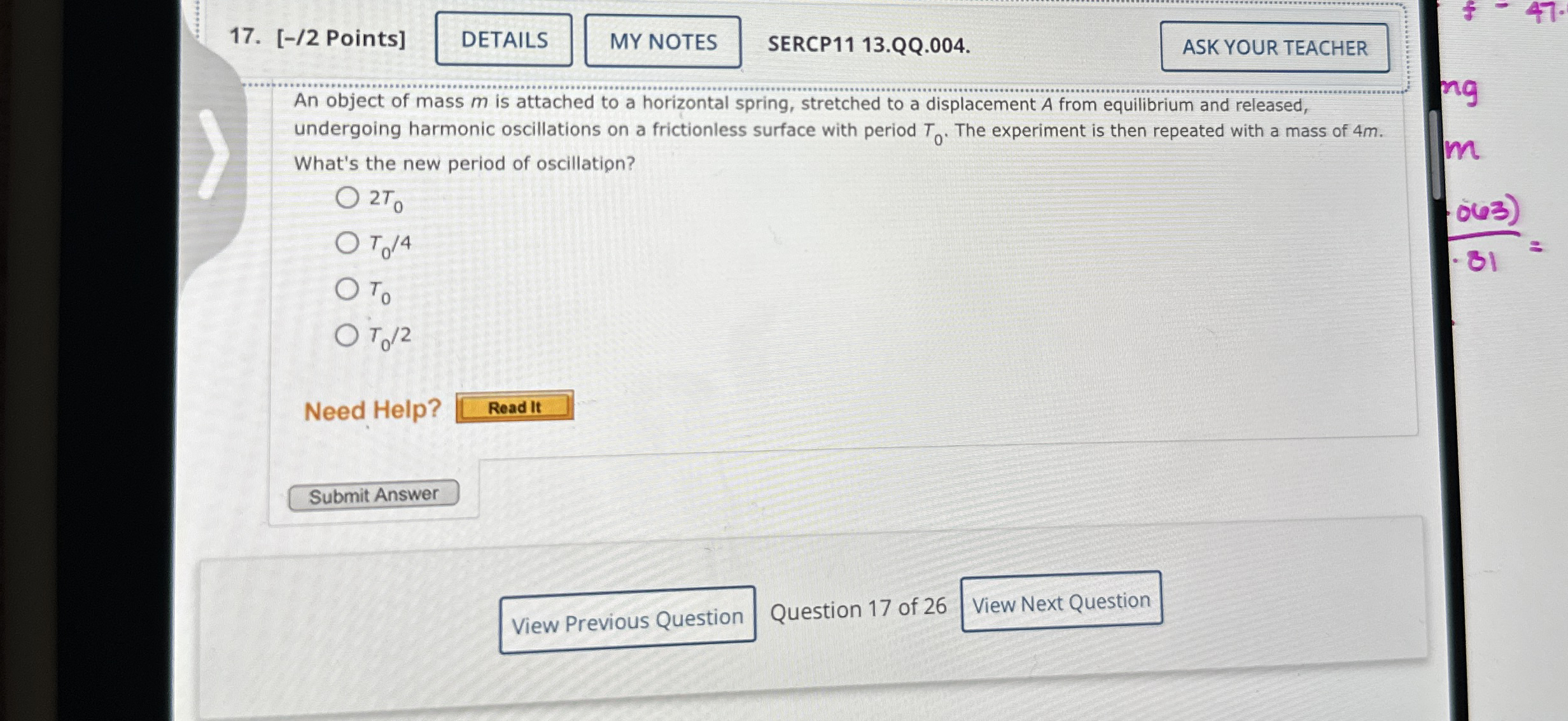[ - / 2 Points ] SERCP 1 1 1 3 . QQ . 0 0 4 . An