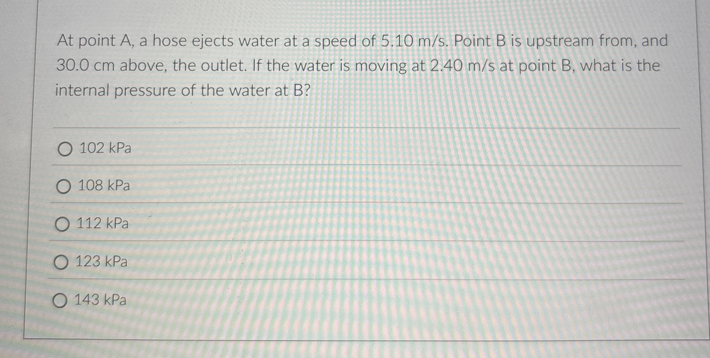 At point A , a hose ejects water at a speed of 5