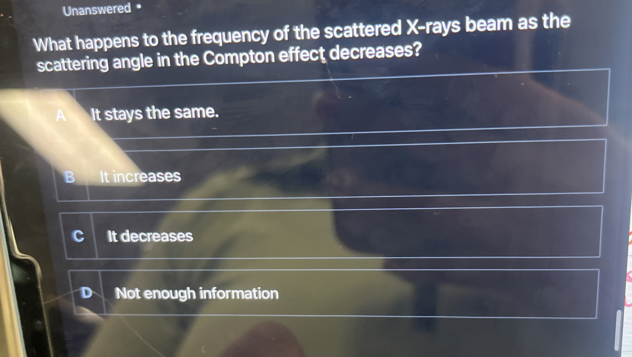 Unanswered What happens to the frequency of the