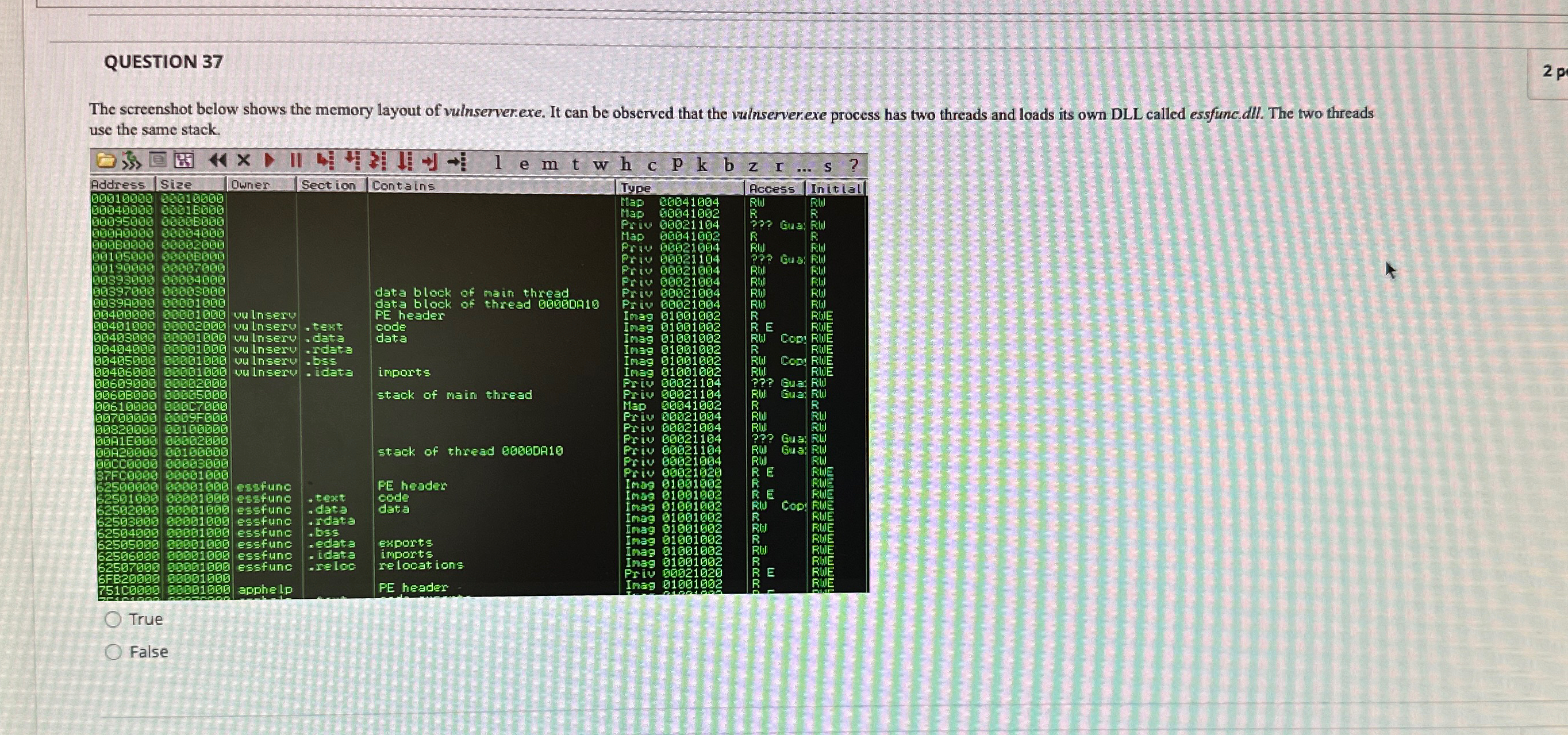 QUESTION 3 7 The screenshot below shows the