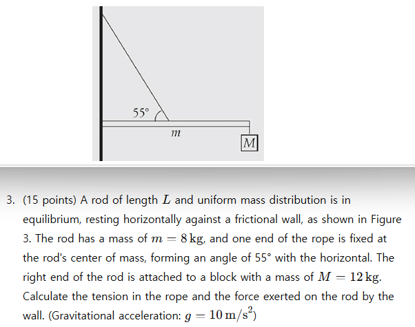 3 . ( 1 5 points ) A rod of length \ ( L \ ) and