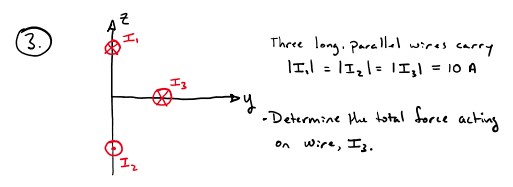Three long. parallal wires carry | I _ ( 1 ) | =