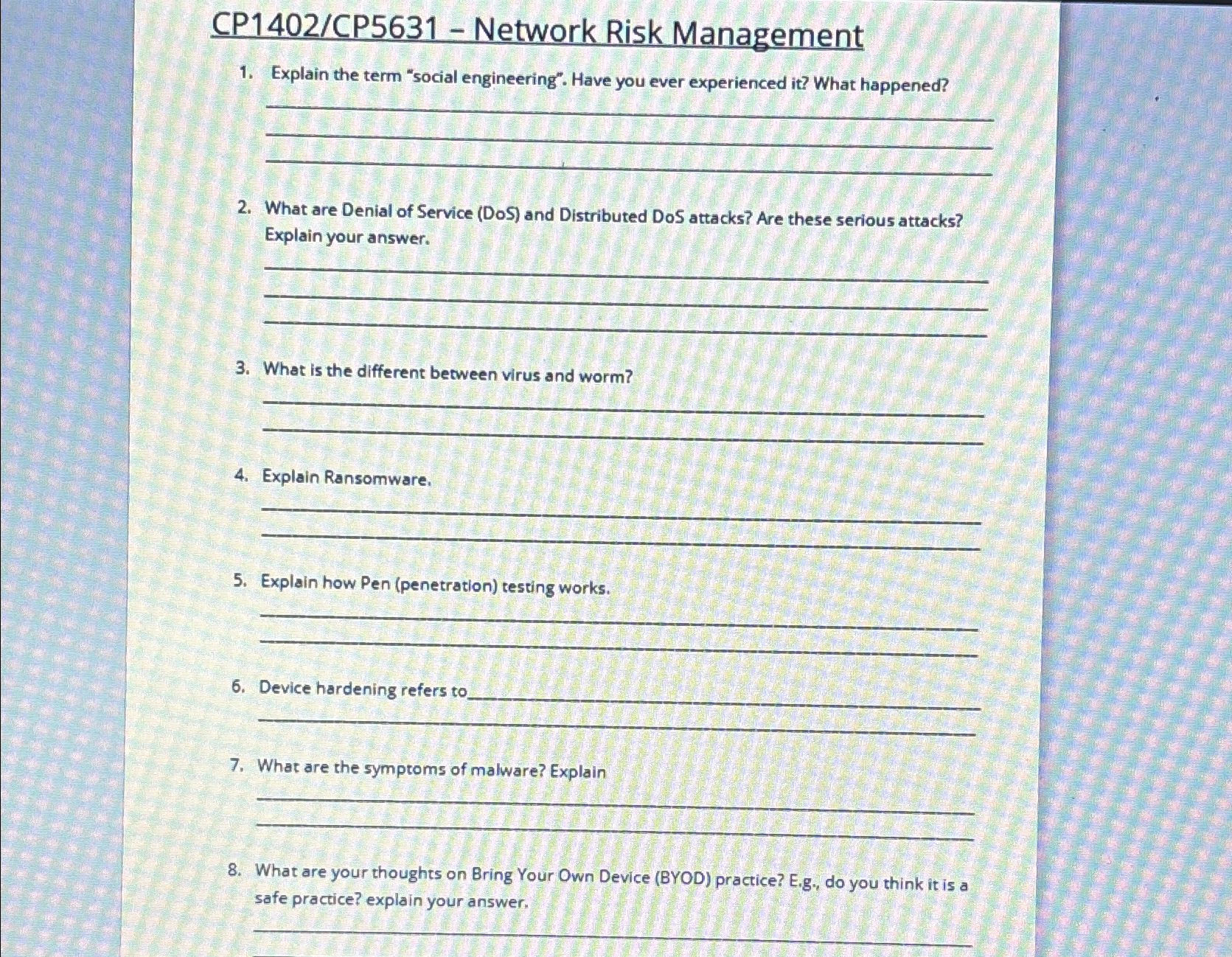 CP 1 4 0 2 / CP 5 6 3 1 - Network Risk Management