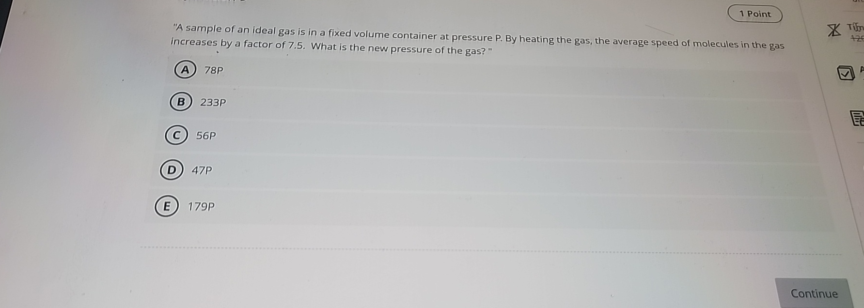 1 Point "A sample of an ideal gas is in a fixed