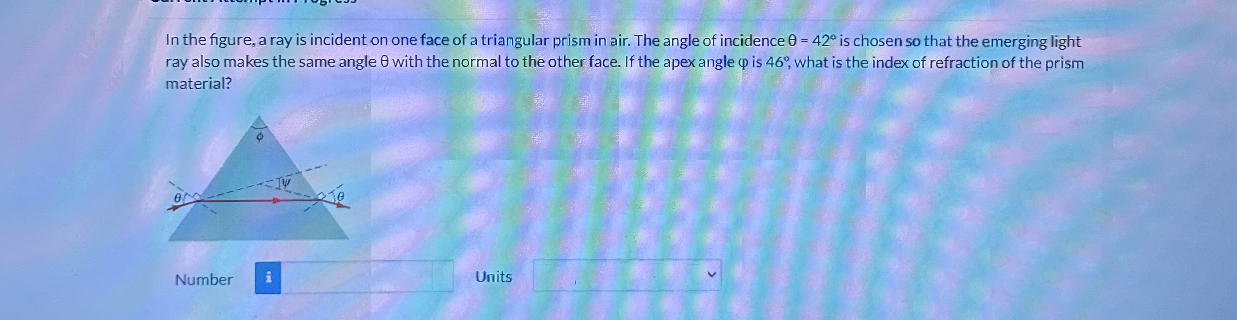 In the figure, a ray is incident on one face of a