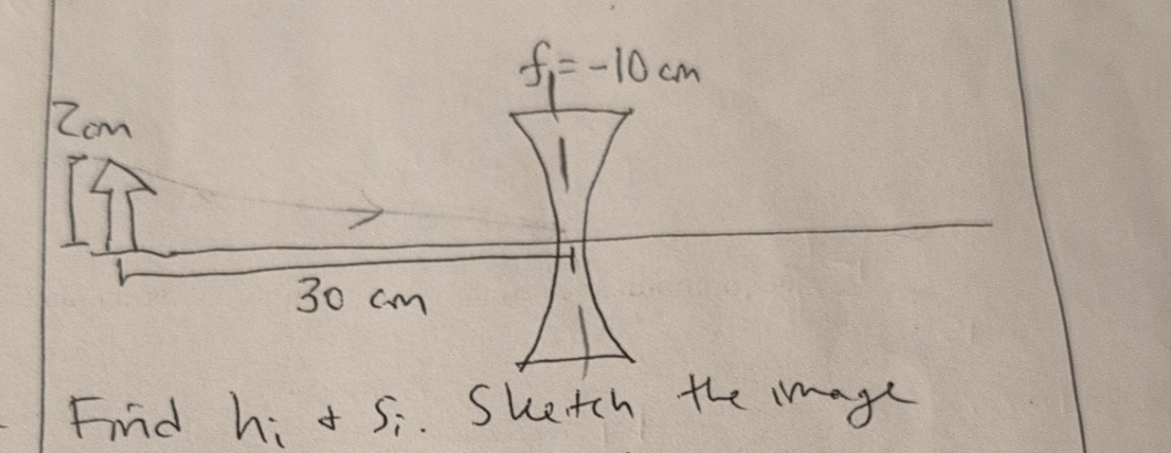 find si and hi , sketch the image