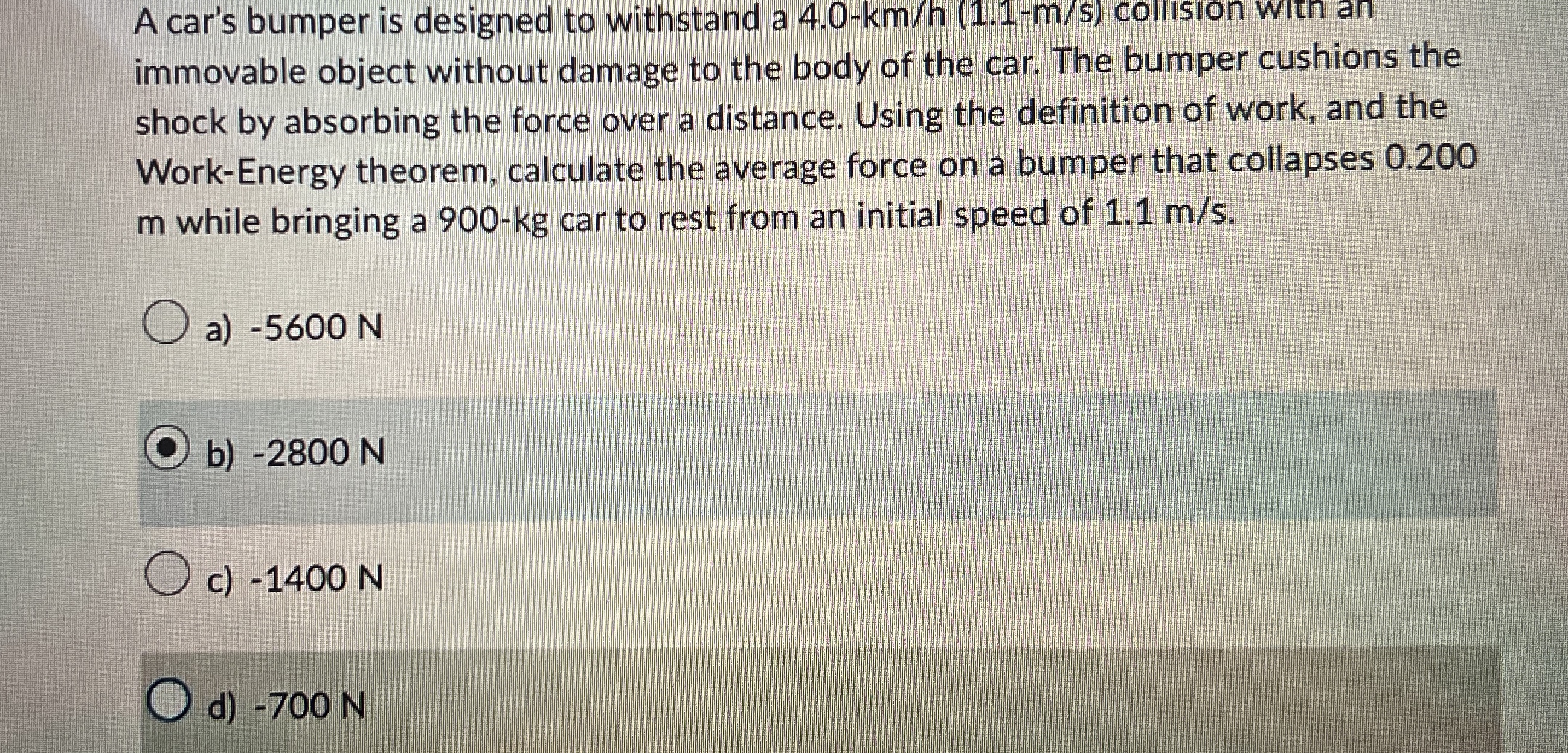 A car's bumper is designed to withstand a 4 . 0 -