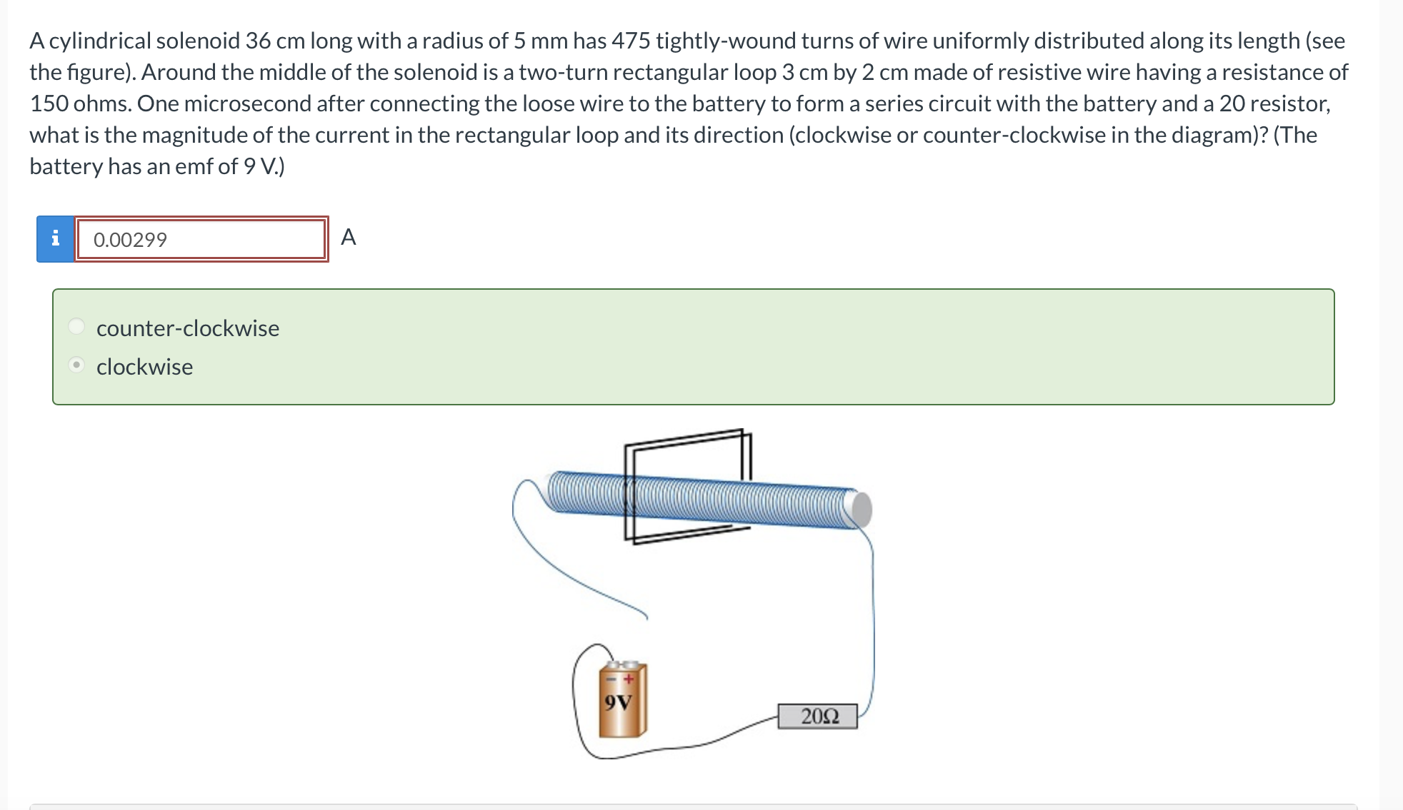 A cylindrical solenoid 3 6 cm long with a radius