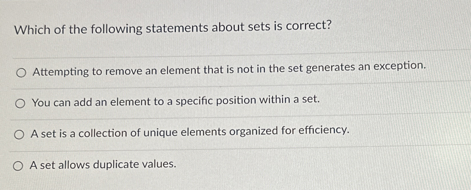 Which of the following statements about sets is