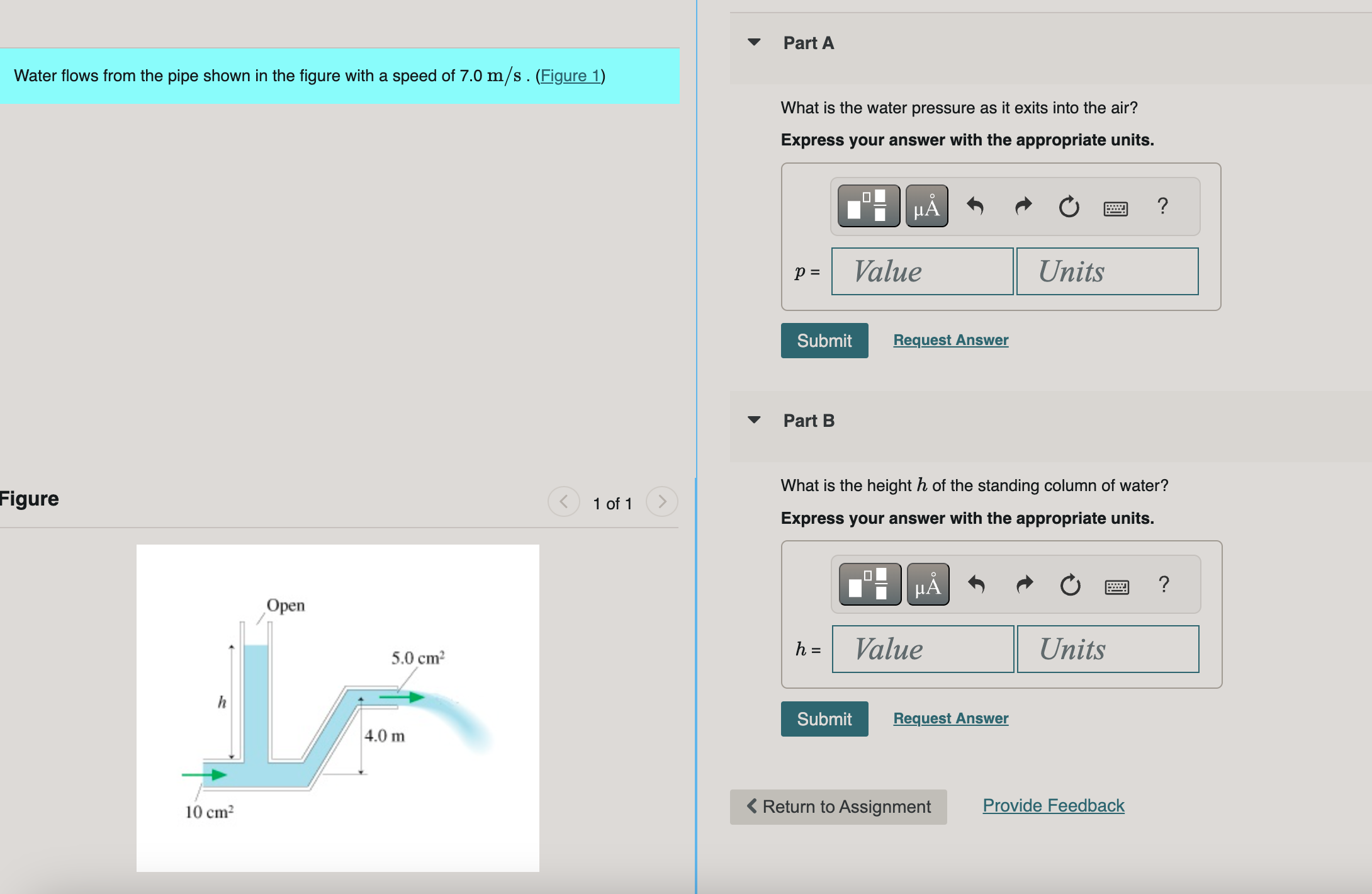 Water flows from the pipe shown in the figure