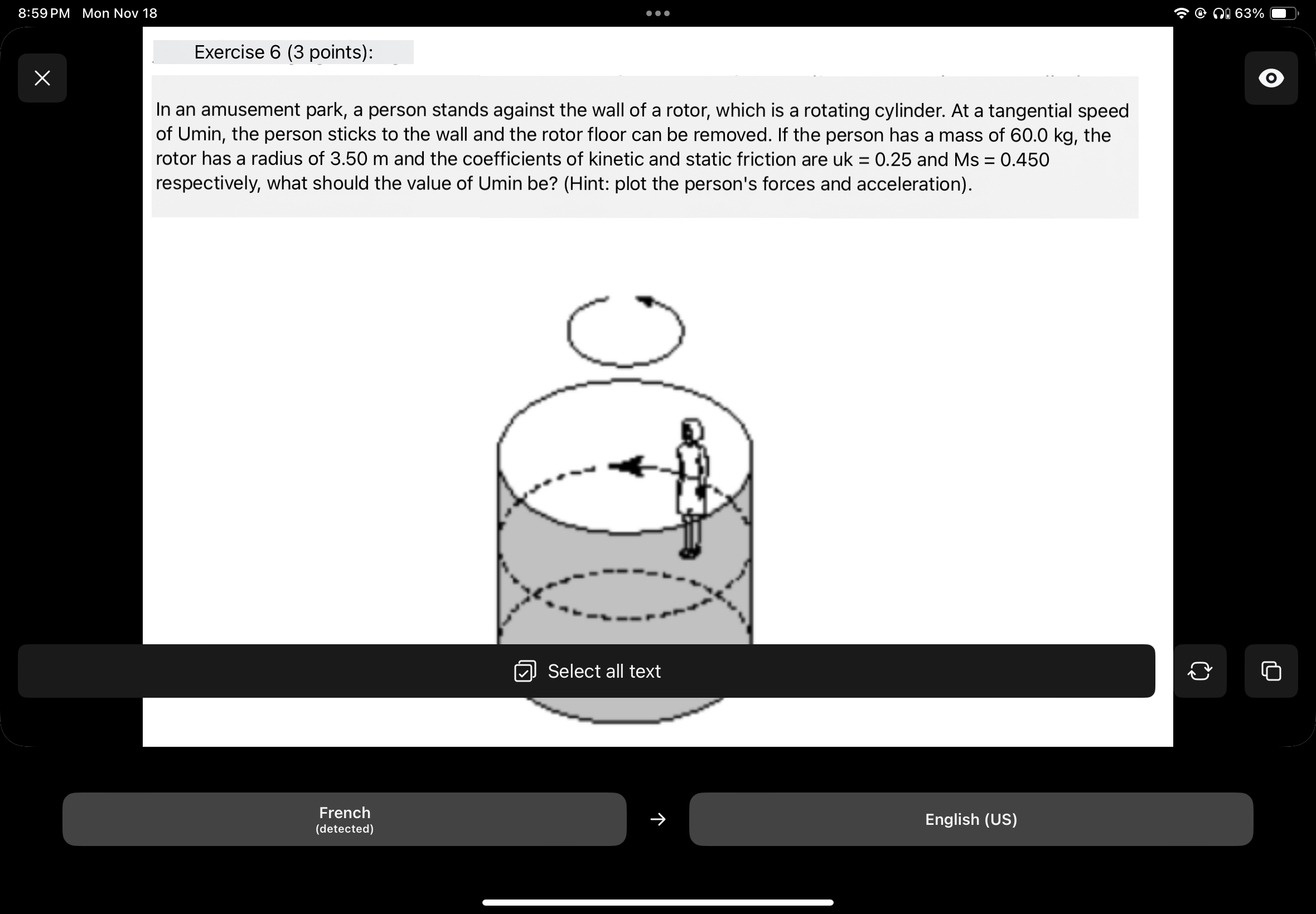 8 : 5 9 PM Mon Nov 1 8 6 3 % Exercise 6 ( 3