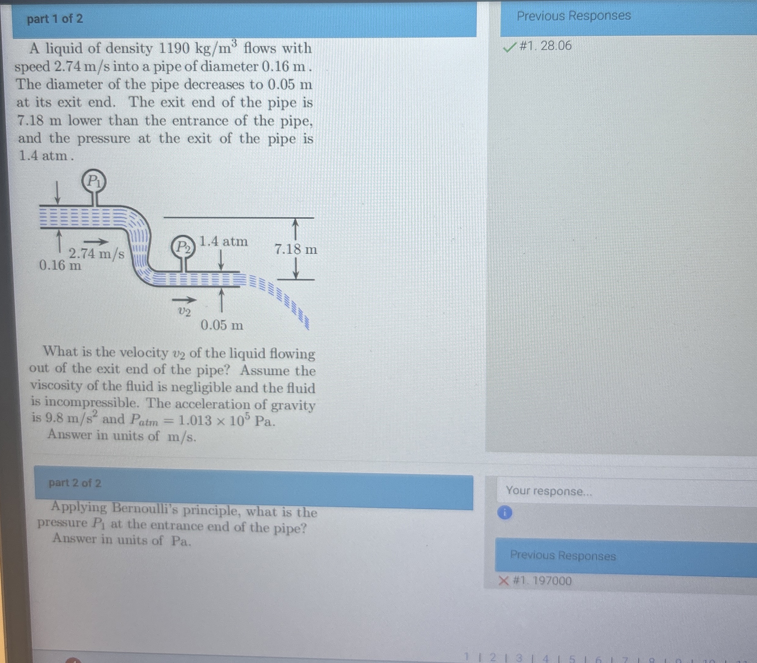 part 1 of 2 A liquid of density 1 1 9 0 k g m 3