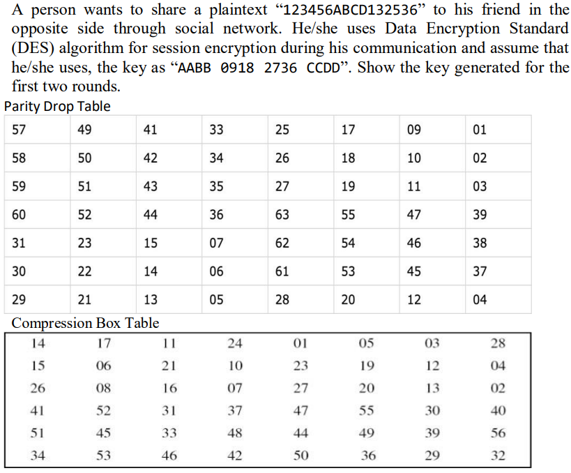 gA person wants to share a plaintext 1 2 3 4 5 6