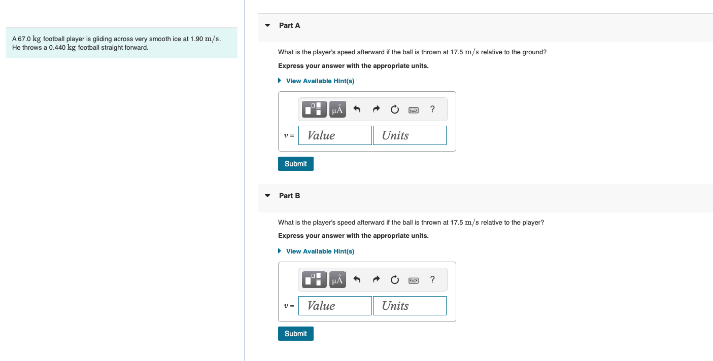 A 6 7 . 0 kg football player is gliding across